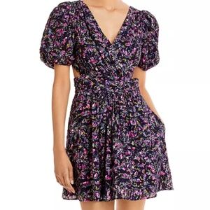 French Connection Cotton V-Neck Cutout Floral Mini Dress
